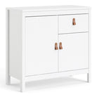 Barcelona Compact Small Sideboard 2 Doors + 1 Drawer in White - Price Crash Furniture