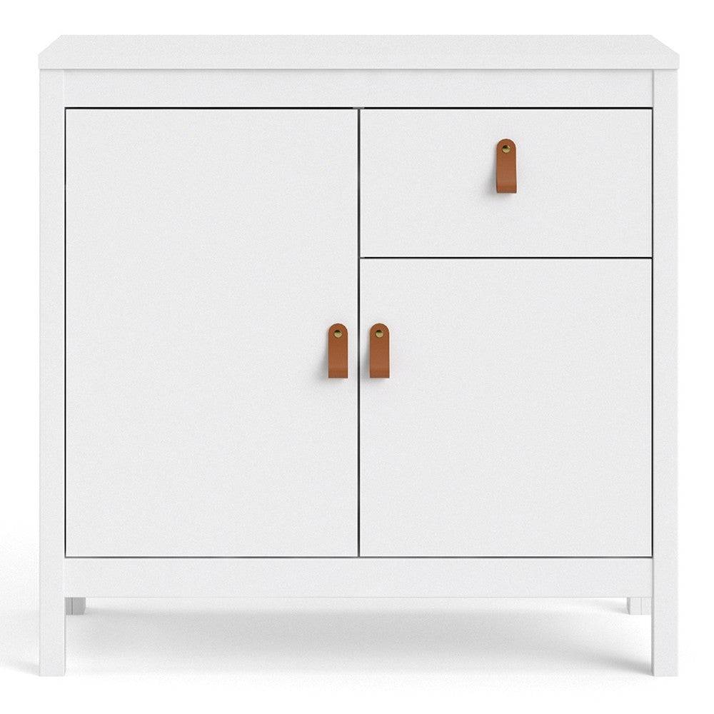 Barcelona Compact Small Sideboard 2 Doors + 1 Drawer in White - Price Crash Furniture
