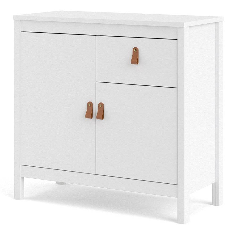 Barcelona Compact Small Sideboard 2 Doors + 1 Drawer in White - Price Crash Furniture