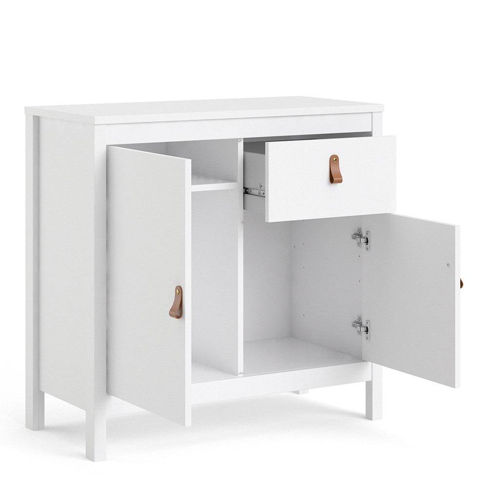 Barcelona Compact Small Sideboard 2 Doors + 1 Drawer in White - Price Crash Furniture