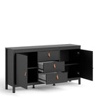 Barcelona Large Wide Sideboard Buffet Unit with 2 Doors + 3 Drawers in Matt Black - Price Crash Furniture