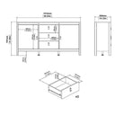 Barcelona Large Wide Sideboard Buffet Unit with 2 Doors + 3 Drawers in Matt Black - Price Crash Furniture