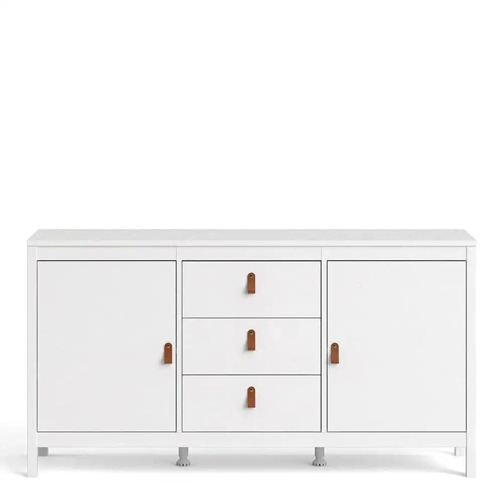 Barcelona Large Wide Sideboard Unit with 2 Doors + 3 Drawers in White - Price Crash Furniture