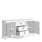 Barcelona Large Wide Sideboard Unit with 2 Doors + 3 Drawers in White - Price Crash Furniture