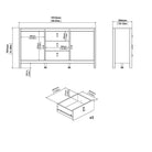 Barcelona Large Wide Sideboard Unit with 2 Doors + 3 Drawers in White - Price Crash Furniture