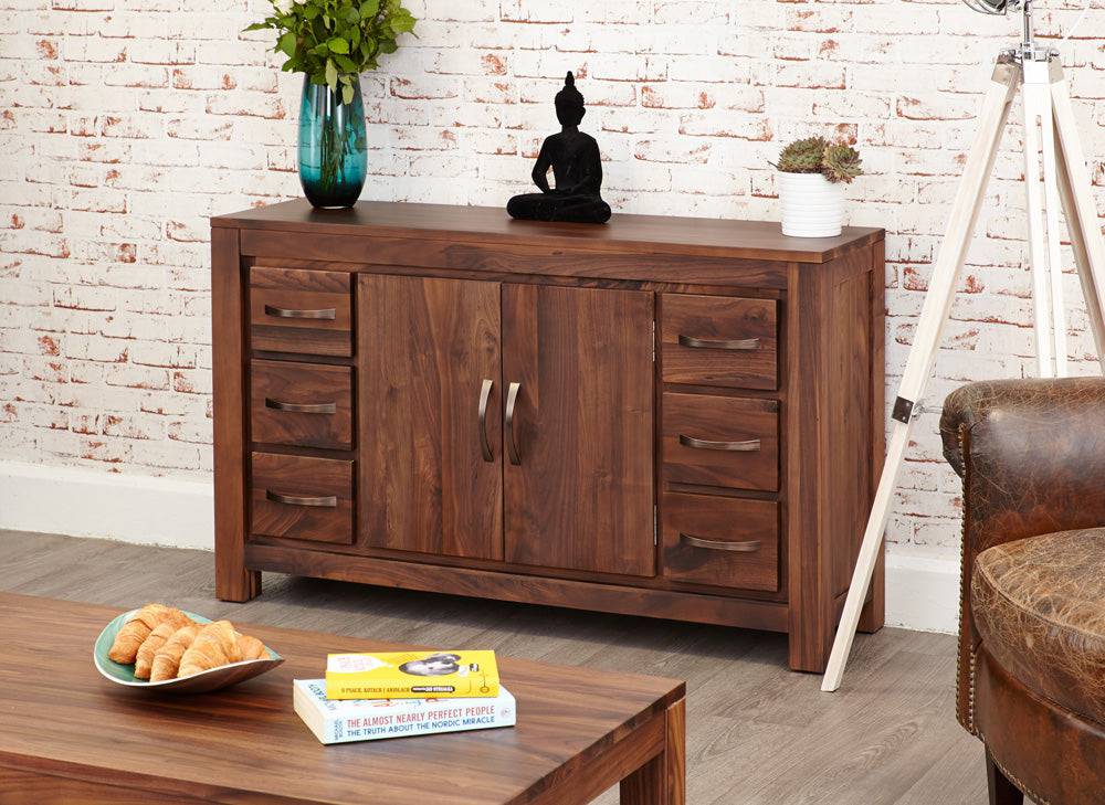 Baumhaus Mayan Walnut Six Drawer Sideboard - CWC02A - Price Crash Furniture