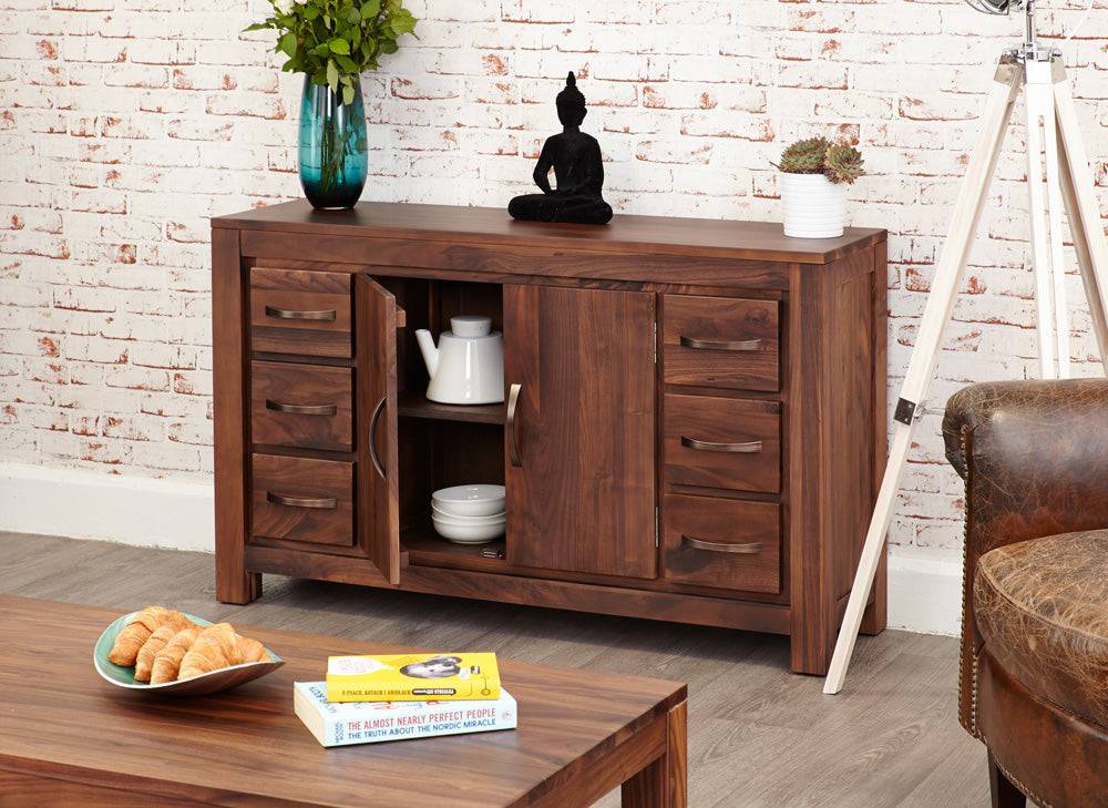 Baumhaus Mayan Walnut Six Drawer Sideboard - CWC02A - Price Crash Furniture