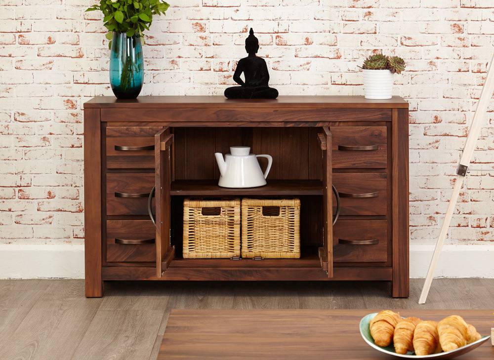 Baumhaus Mayan Walnut Six Drawer Sideboard - CWC02A - Price Crash Furniture