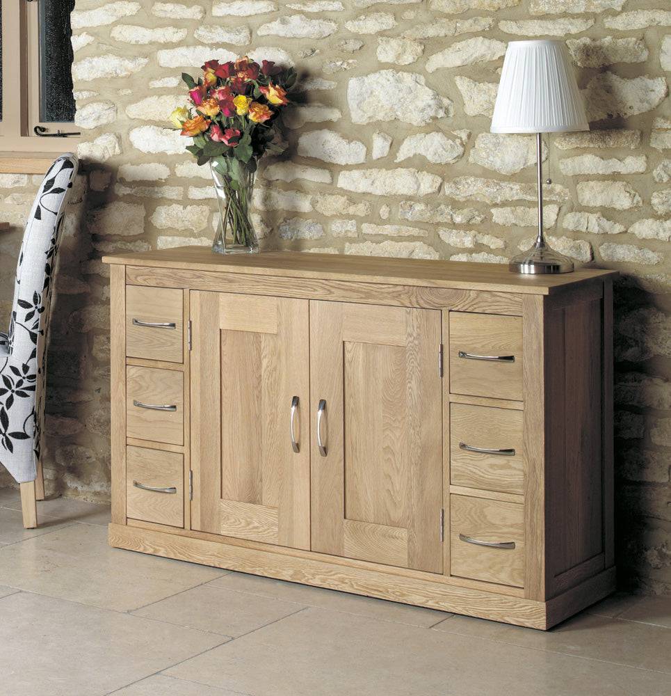 Baumhaus Mobel Oak Six Drawer Sideboard - Price Crash Furniture