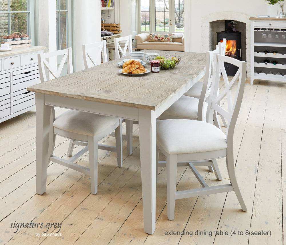 Baumhaus Signature Grey Extending Dining Table - Price Crash Furniture