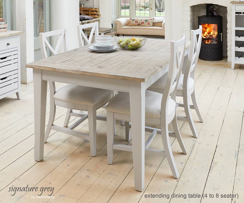 Baumhaus Signature Grey Extending Dining Table - Price Crash Furniture