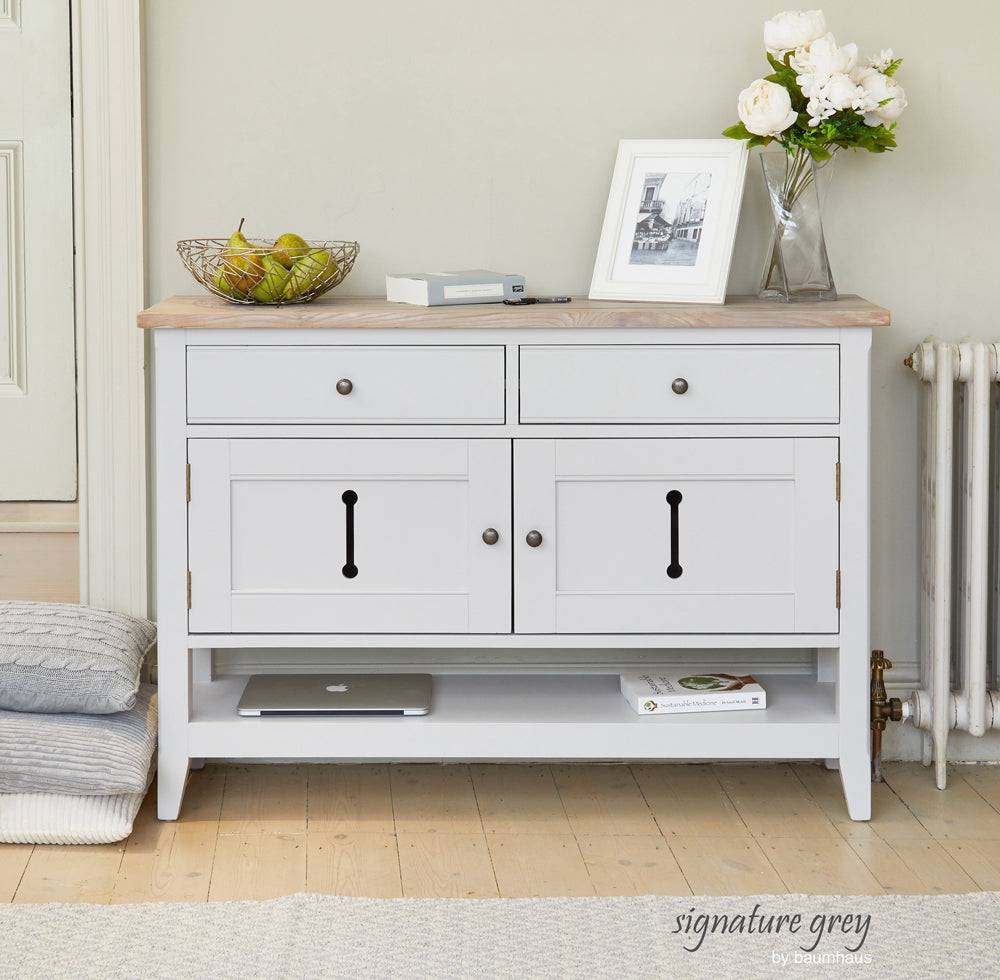 Baumhaus Signature Grey Small Sideboard / Hall Console Shoe Storage Table - Price Crash Furniture