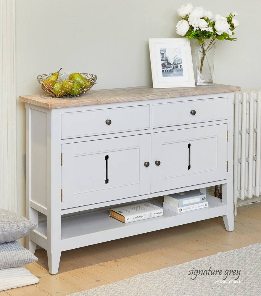 Baumhaus Signature Grey Small Sideboard / Hall Console Shoe Storage Table - Price Crash Furniture