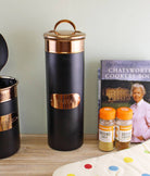 Black & Copper Metal Pasta Tin - Price Crash Furniture