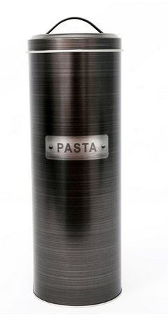 Black & Silver Metal Pasta Tin - Price Crash Furniture