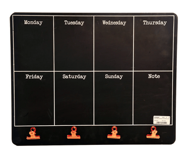 Black Weekly Memo Board With Copper Clips - Price Crash Furniture