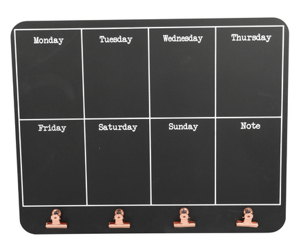 Black Weekly Memo Board With Copper Clips - Price Crash Furniture