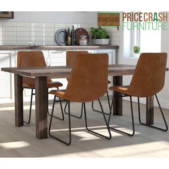 Bowden Pair of Dining Chairs in Caramel Maple Faux Leather by Dorel - Price Crash Furniture