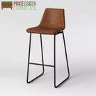 Bowden Single Barstool in Caramel Maple Faux Leather by Dorel - Price Crash Furniture