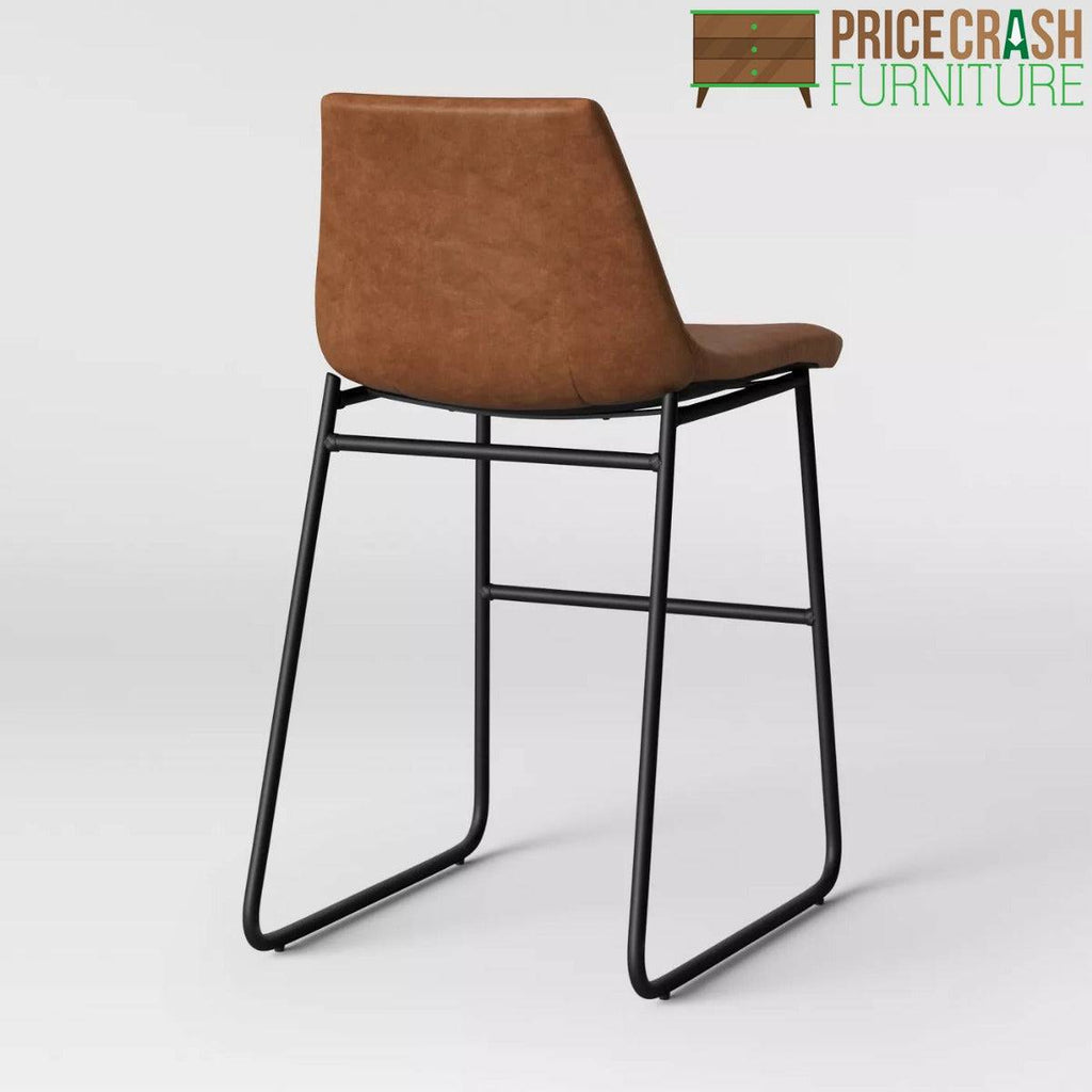 Bowden Single Counter Stool in Caramel Maple Faux Leather by Dorel - Price Crash Furniture
