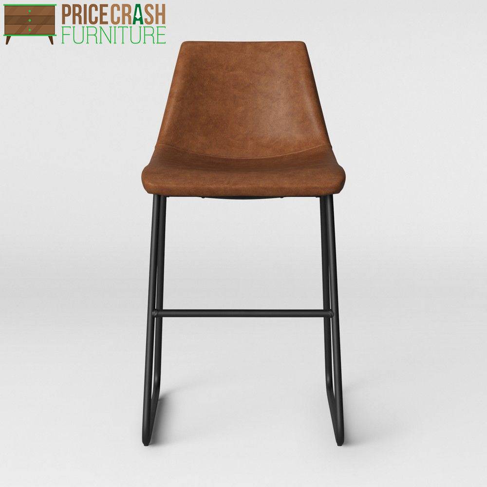 Bowden Single Counter Stool in Caramel Maple Faux Leather by Dorel - Price Crash Furniture