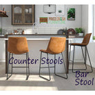 Bowden Single Counter Stool in Caramel Maple Faux Leather by Dorel - Price Crash Furniture