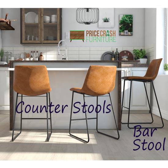 Bowden Single Counter Stool in Caramel Maple Faux Leather by Dorel - Price Crash Furniture