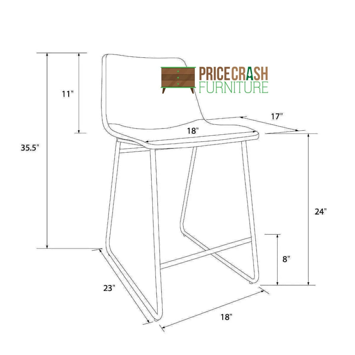 Bowden Single Counter Stool in Caramel Maple Faux Leather by Dorel - Price Crash Furniture