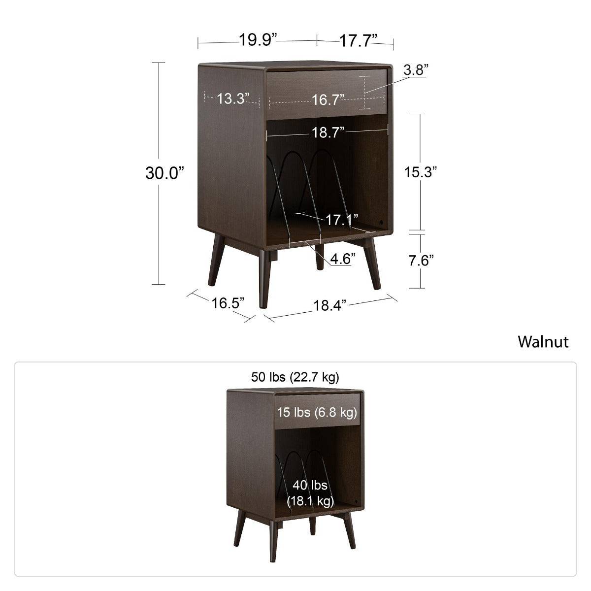 Brittany Turntable Stand in Walnut by Dorel Novogratz - Price Crash Furniture