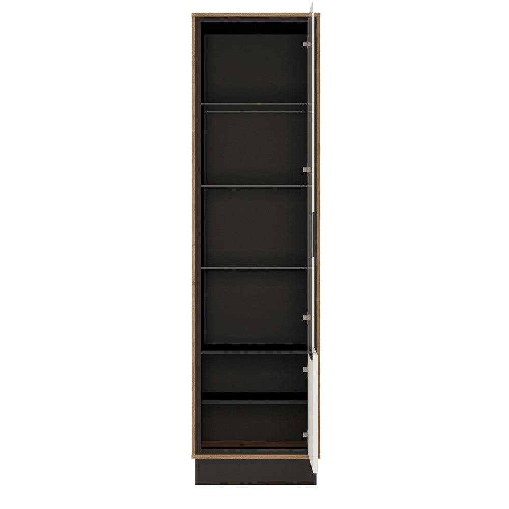 Brolo Tall Bookcase Shelving Unit With Walnut And Dark Panel Finish - Price Crash Furniture