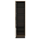 Brolo Tall Glazed Display Cabinet (RH) With Walnut And Dark Panel Finish - Price Crash Furniture