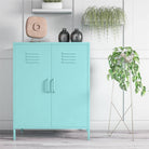 Cache 2 Door Metal Locker Accent Cabinet in Mint by Dorel Novogratz - Price Crash Furniture