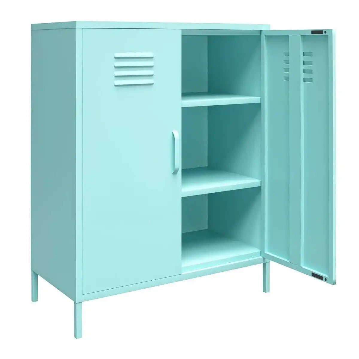 Cache 2 Door Metal Locker Accent Cabinet in Mint by Dorel Novogratz - Price Crash Furniture