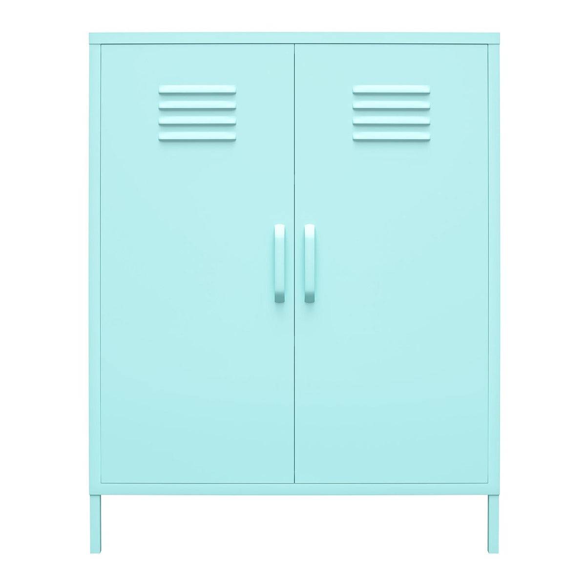 Cache 2 Door Metal Locker Accent Cabinet in Mint by Dorel Novogratz - Price Crash Furniture