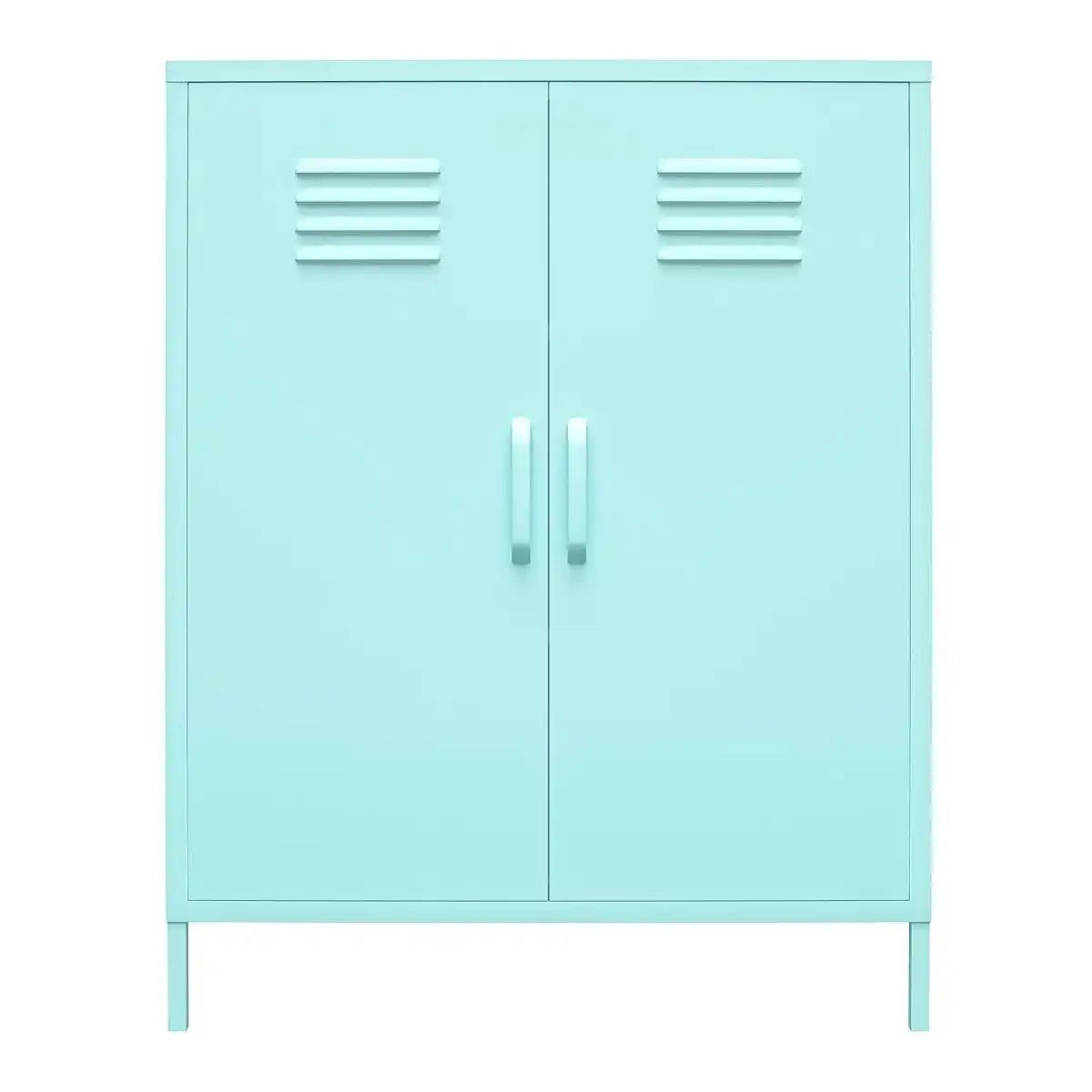 Cache 2 Door Metal Locker Accent Cabinet in Mint by Dorel Novogratz - Price Crash Furniture