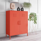 Cache 2 Door Metal Locker Accent Cabinet in Orange by Dorel Novogratz - Price Crash Furniture