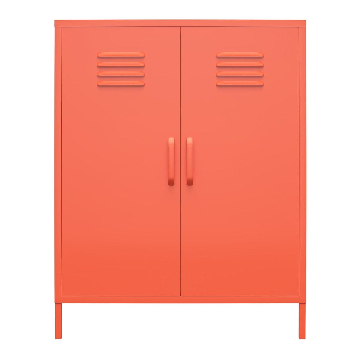 Cache 2 Door Metal Locker Accent Cabinet in Orange by Dorel Novogratz - Price Crash Furniture