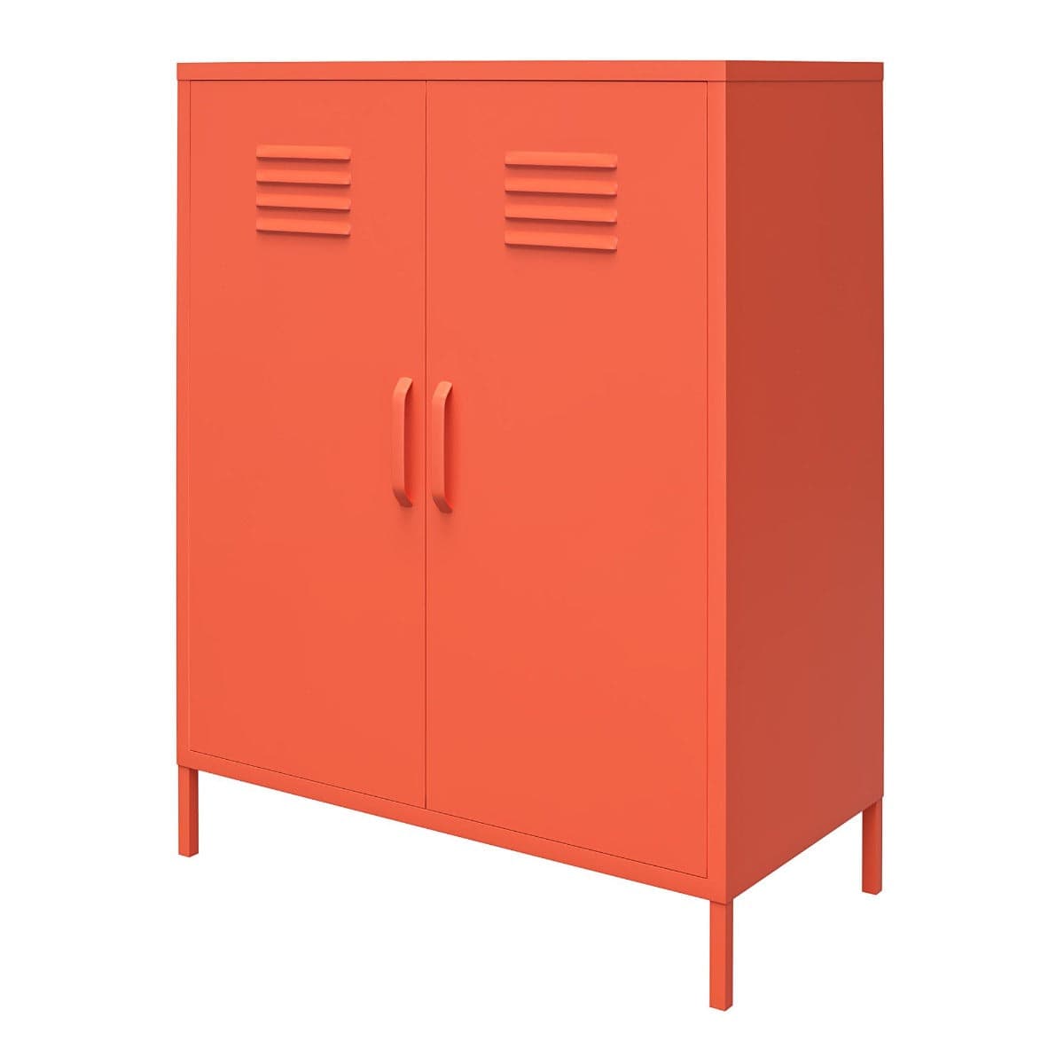 Cache 2 Door Metal Locker Accent Cabinet in Orange by Dorel Novogratz - Price Crash Furniture