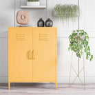 Cache 2 Door Metal Locker Accent Cabinet in Yellow by Dorel Novogratz - Price Crash Furniture