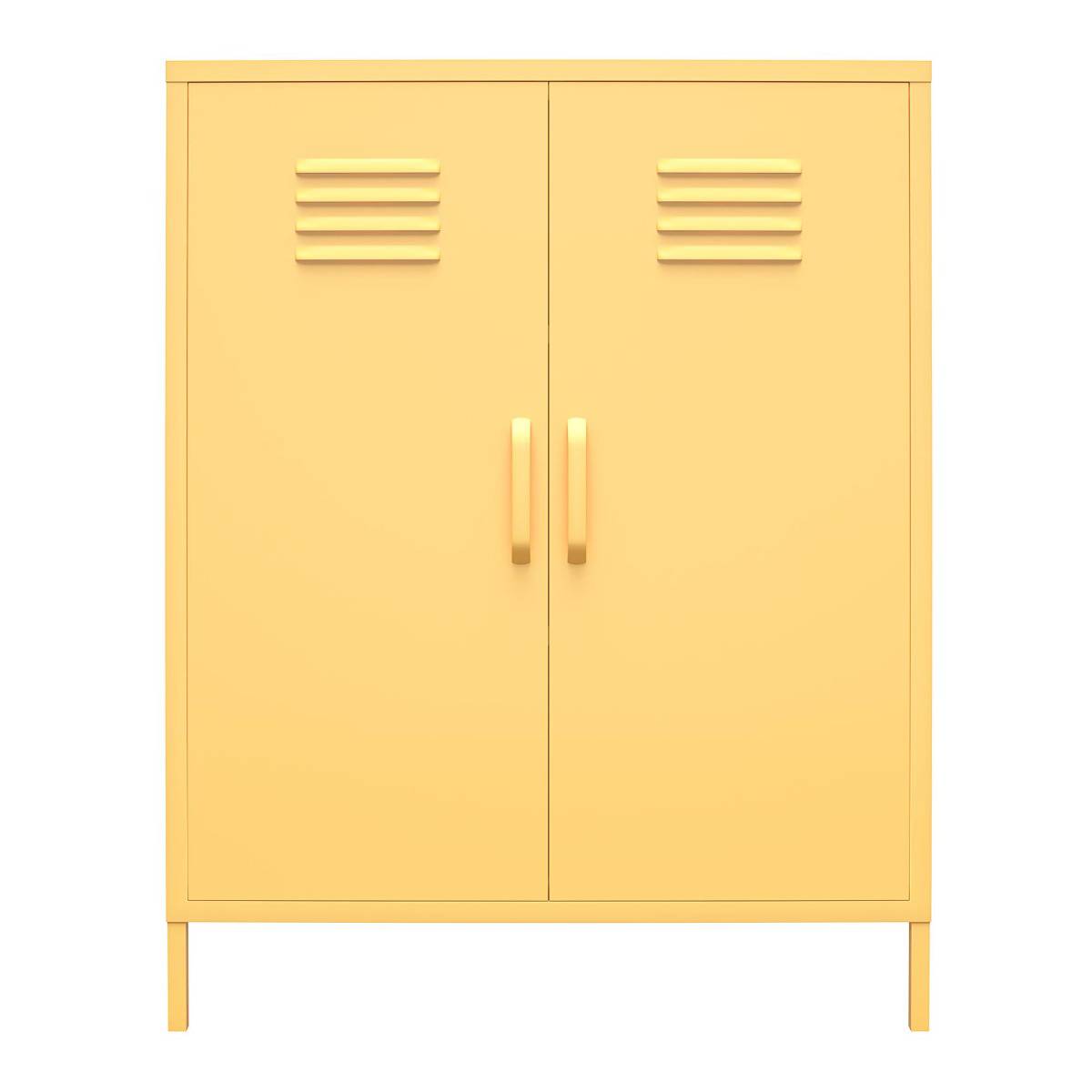 Cache 2 Door Metal Locker Accent Cabinet in Yellow by Dorel Novogratz - Price Crash Furniture