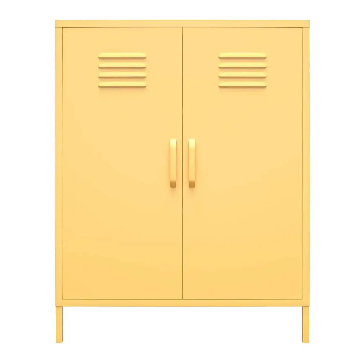 Cache 2 Door Metal Locker Accent Cabinet in Yellow by Dorel Novogratz - Price Crash Furniture