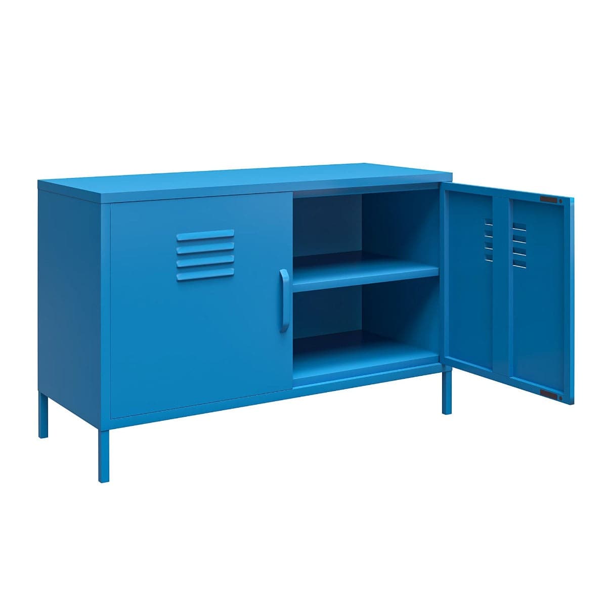 Cache 2 Door Metal Locker Accent Cabinet Short in Blue by Dorel Novogratz - Price Crash Furniture