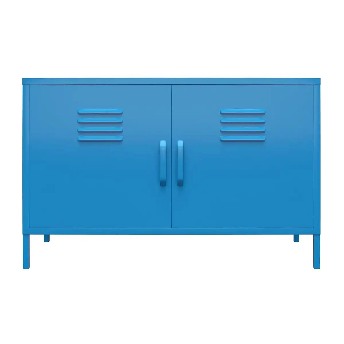Cache 2 Door Metal Locker Accent Cabinet Short in Blue by Dorel Novogratz - Price Crash Furniture