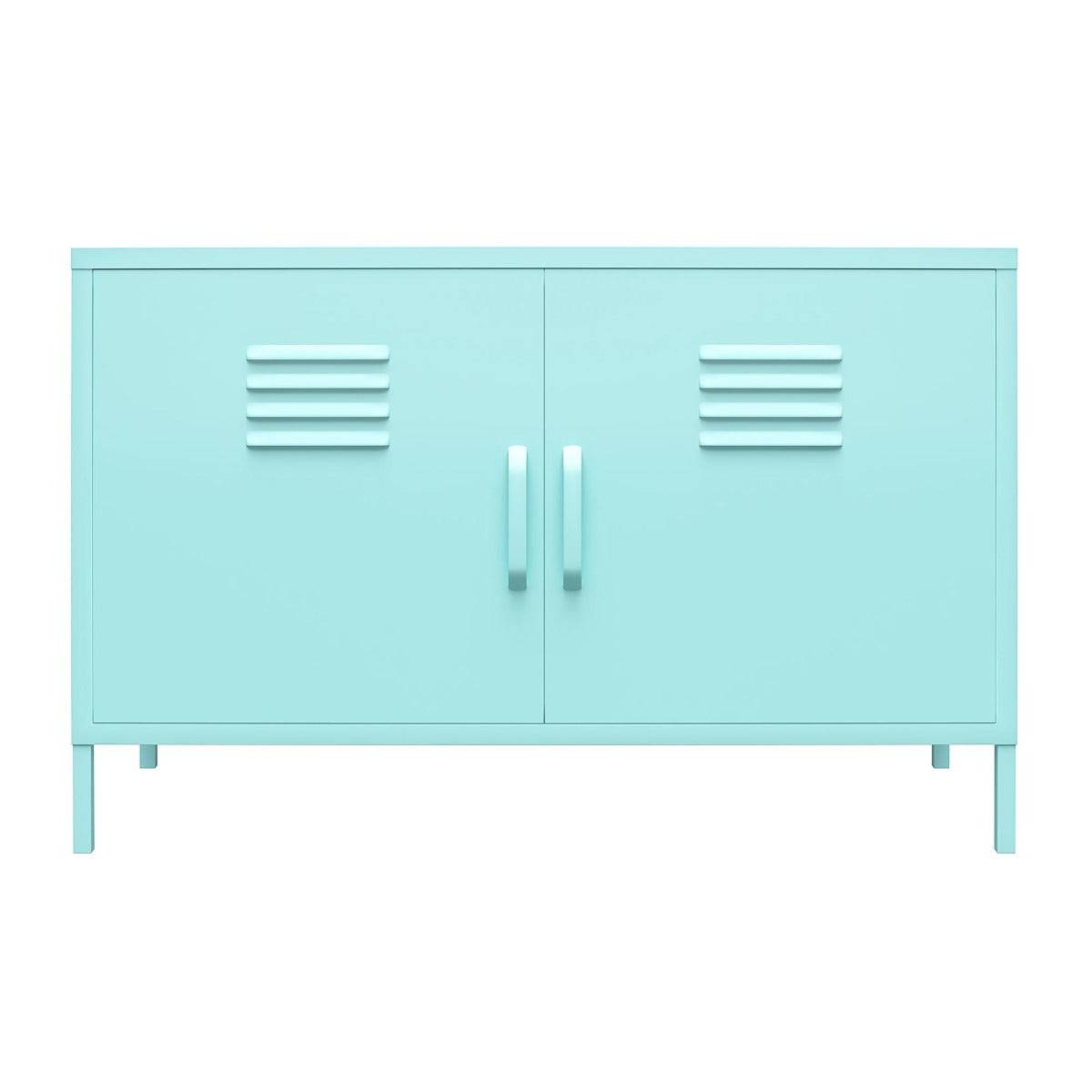 Cache 2 Door Metal Locker Accent Cabinet Short in Mint by Dorel Novogratz - Price Crash Furniture