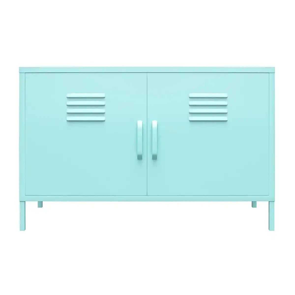 Cache 2 Door Metal Locker Accent Cabinet Short in Mint by Dorel Novogratz - Price Crash Furniture