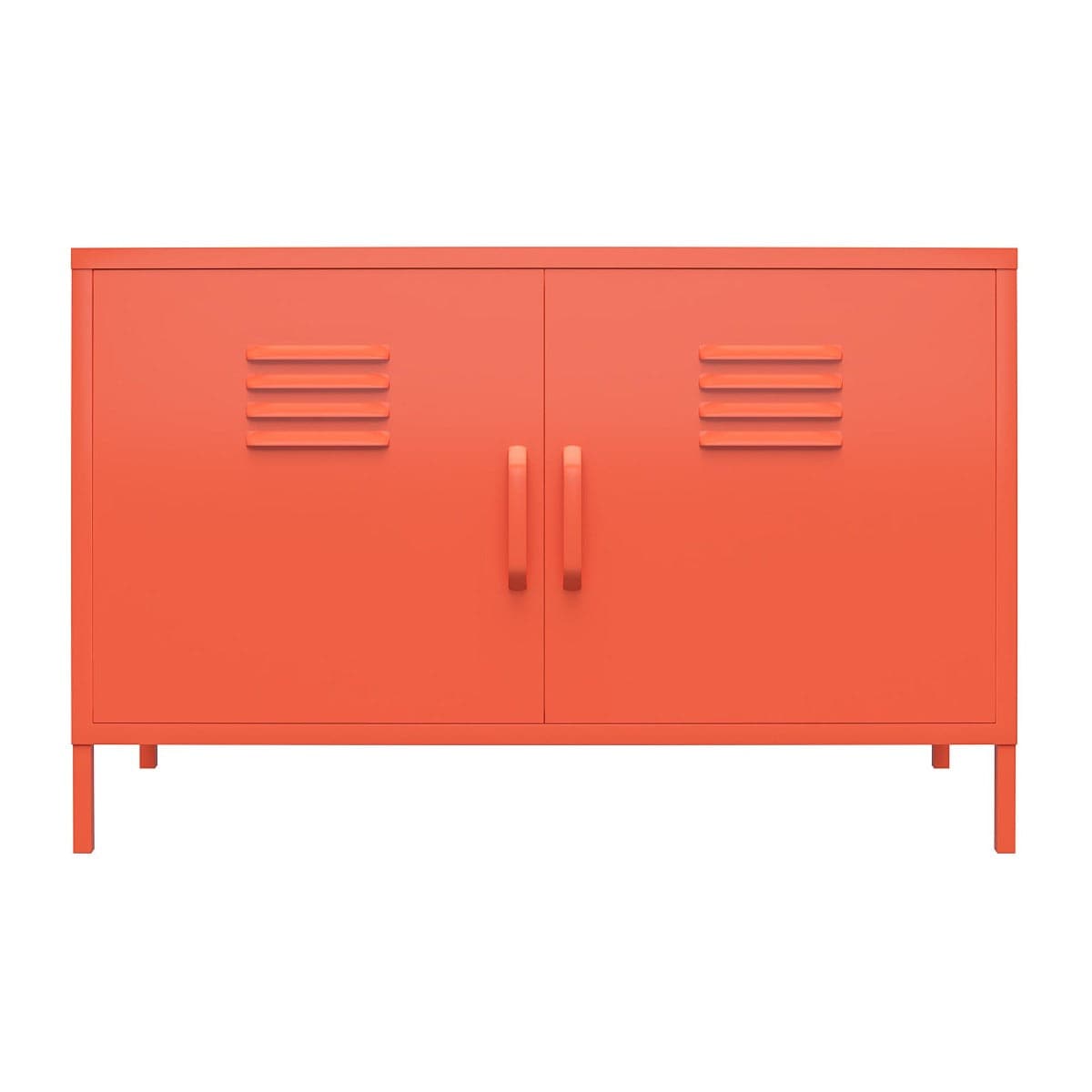 Cache 2 Door Metal Locker Accent Cabinet Short in Orange by Dorel Novogratz - Price Crash Furniture