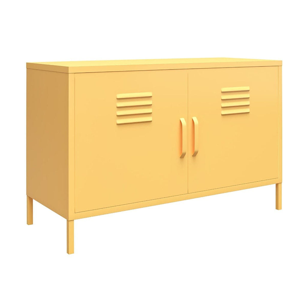 Cache 2 Door Metal Locker Accent Cabinet Short in Yellow by Dorel Novogratz - Price Crash Furniture