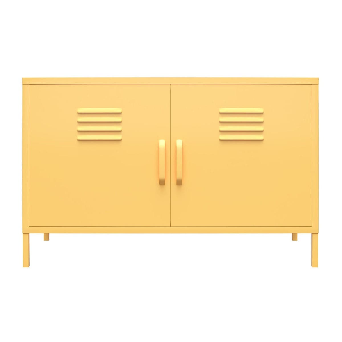 Cache 2 Door Metal Locker Accent Cabinet Short in Yellow by Dorel Novogratz - Price Crash Furniture