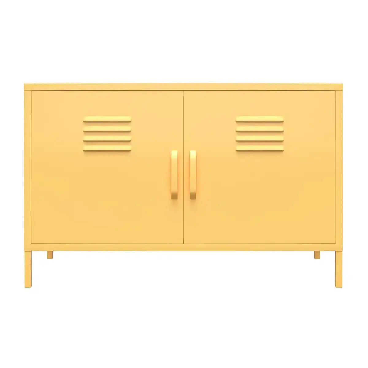 Cache 2 Door Metal Locker Accent Cabinet Short in Yellow by Dorel Novogratz - Price Crash Furniture