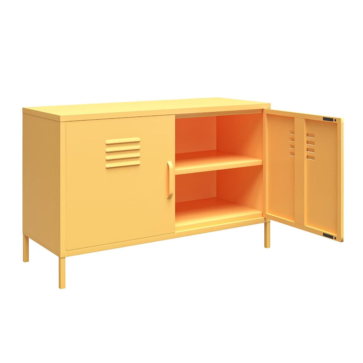 Cache 2 Door Metal Locker Accent Cabinet Short in Yellow by Dorel Novogratz - Price Crash Furniture